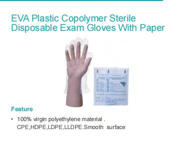 kopen Steriele EVA-copolymer wegwerphandschoenen       Latexvrij, in papier verpakt, medisch beschermd online vervaardiging