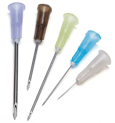 kopen Wegwerp-injectienaald 13-38 mm | CE- en ISO-goedgekeurde klasse II roestvrijstalen scherpe injectienaald met kleurgecodeerde naaf 100% individueel verpakt online vervaardiging