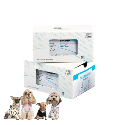 Goede prijs Veterinaire dierlijke gevlochten zijden niet-absorbeerbare medische hechtingen met naald voor tandheelkundige veterinaire en chirurgische huidsluiting online